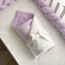 Set lenjerie pentru Patut Bebe din 6 piese Iepuras mov (10)